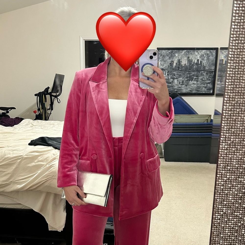 Good American Pink Velvet Blazer